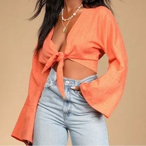 Lulus Orange Long Sleeve Front-Tie